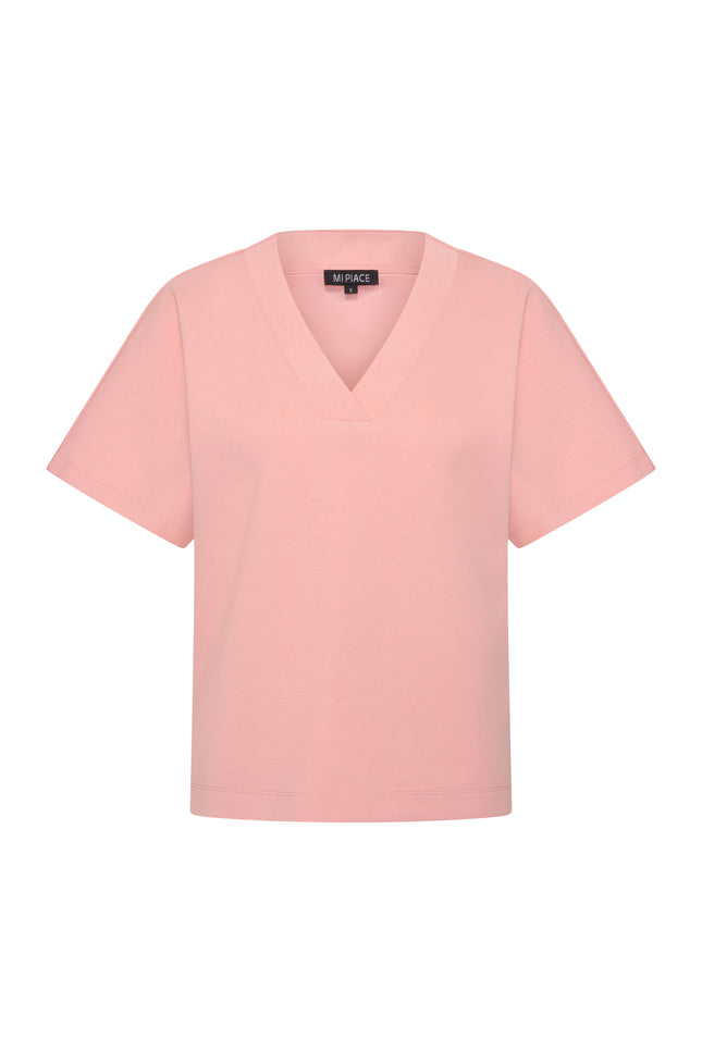 Mi Piace Top Sweat V-Neck Mellow Rose 251040 Stretchshop.nl