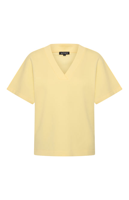 Mi Piace Top Sweat V-Neck Lemon Yellow 251040 Stretchshop.nl
