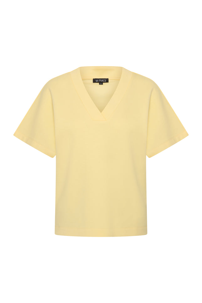 Mi Piace Top Sweat V-Neck Lemon Yellow 251040 Stretchshop.nl