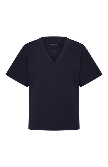 Mi Piace Top Sweat V-Neck Navy 251040 Stretchshop.nl