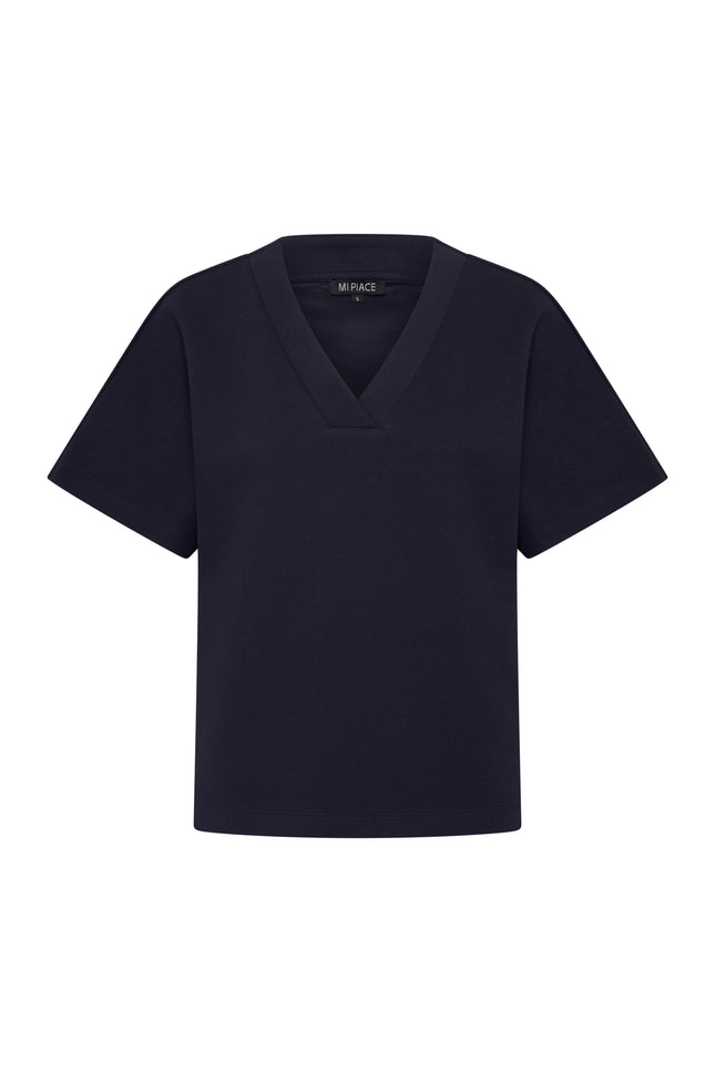 Mi Piace Top Sweat V-Neck Navy 251040 Stretchshop.nl