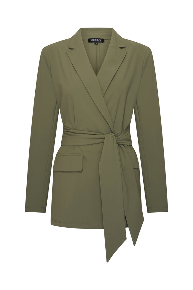 Mi Piace Travel Blazer Belted Olive 202823 Stretchshop.nl