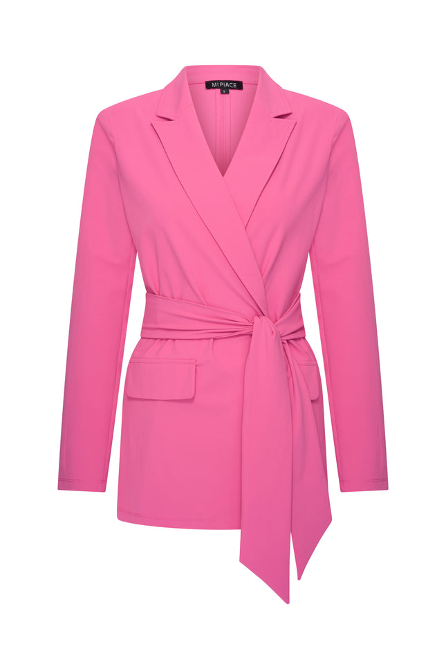 Mi Piace Travel Blazer Belted Rose 202823 Stretchshop.nl