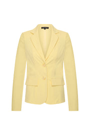 Lemongele reisblazer van Mi Piace, vooraanzicht met knopen en stijlvolle snit, geschikt voor zakelijk of casual gebruik.