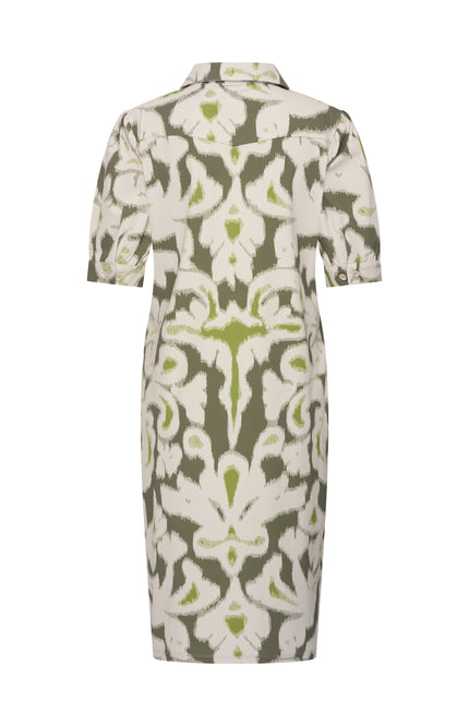 Mi Piace Travel Jurk Polo Ikat Print Olive 202605 Stretchshop.nl