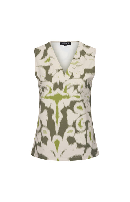 Mi Piace Travel Top Ikat Print Olive 202425 Stretchshop.nl