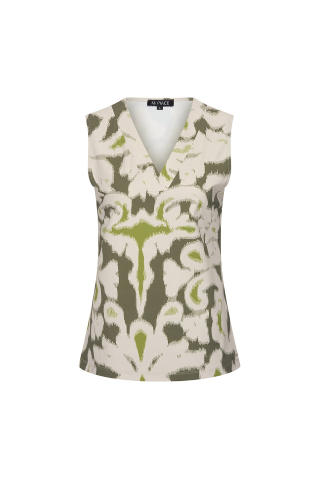 Mi Piace Travel Top Ikat Print Olive 202425 Stretchshop.nl