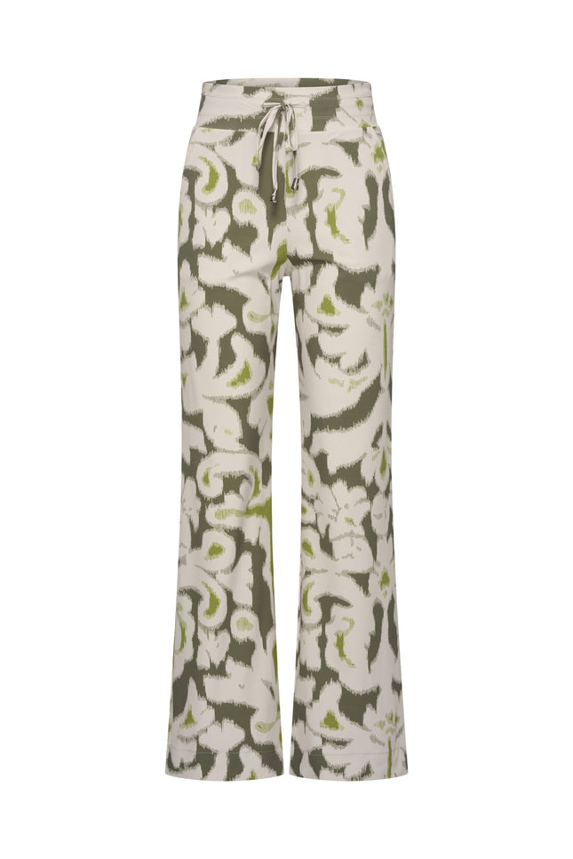 Mi Piace Heavy Travel Broek Ikat Print Olive 202136 Stretchshop.nl