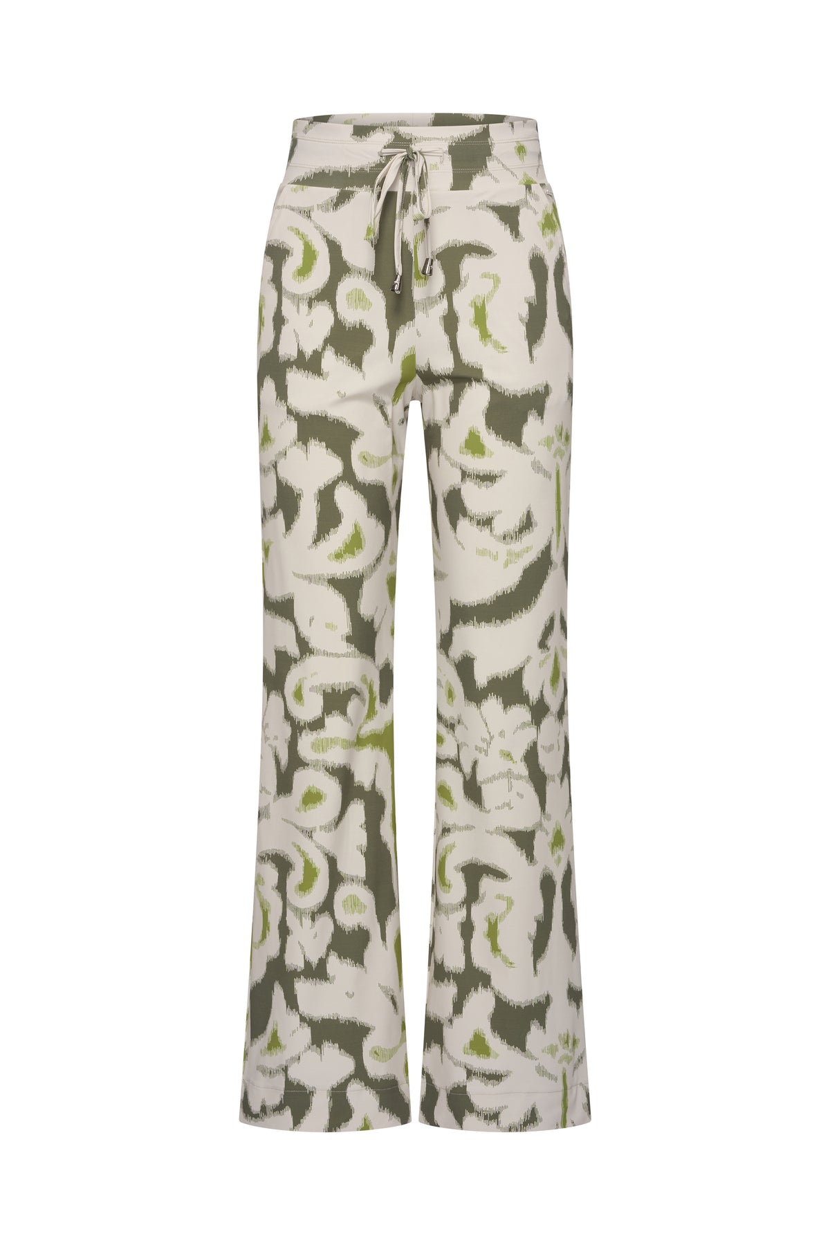 Mi Piace zware reisbroek met ikat ornamenten print in olijfgroen, voor een comfortabele en stijlvolle look.