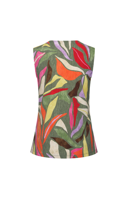 Mi Piace Travel Top Summer Leaf Dance Print Olive 202425 Stretchshop.nl