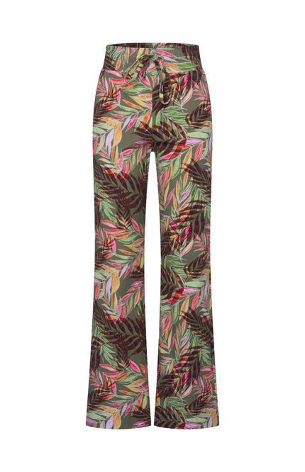 Mi Piace Heavy Travel Broek Branches Print Olive 202136 Stretchshop.nl