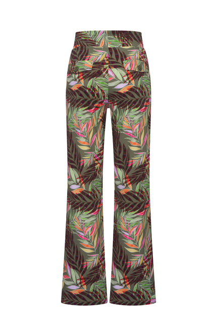 Mi Piace Heavy Travel Broek Branches Print Olive 202136 Stretchshop.nl