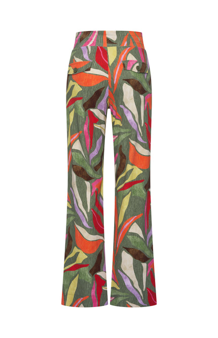 Mi Piace Heavy Travel Broek Summer Leaf Dance Print Olive 202136 Stretchshop.nl