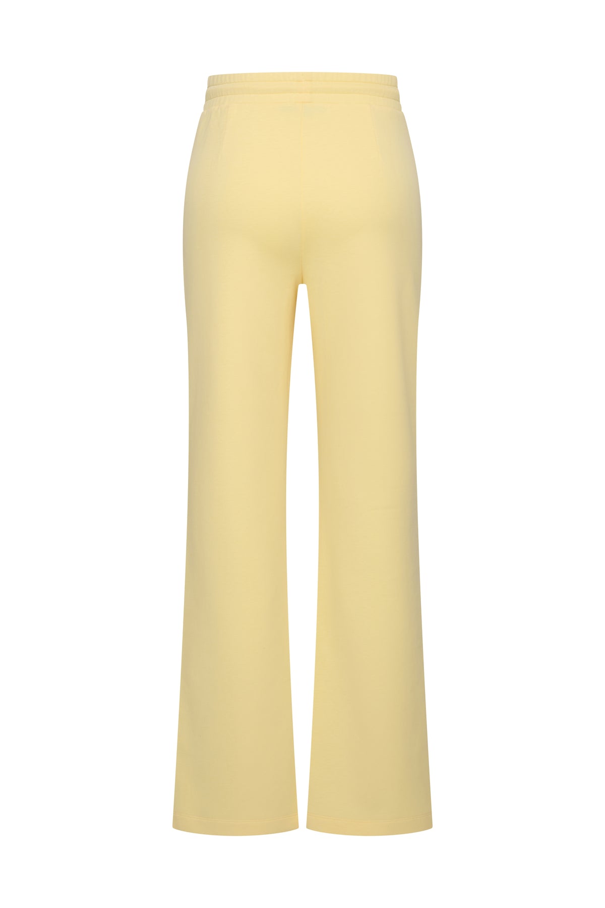 Lemon gele sweatbroek van Mi Piace met elastische taille en comfortabele pasvorm, getoond vanuit de achterkant.