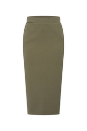 Groene sweatrok van Mi Piace met elastische taille en voorkantdetails, gedragen door een model, voor casual stijl