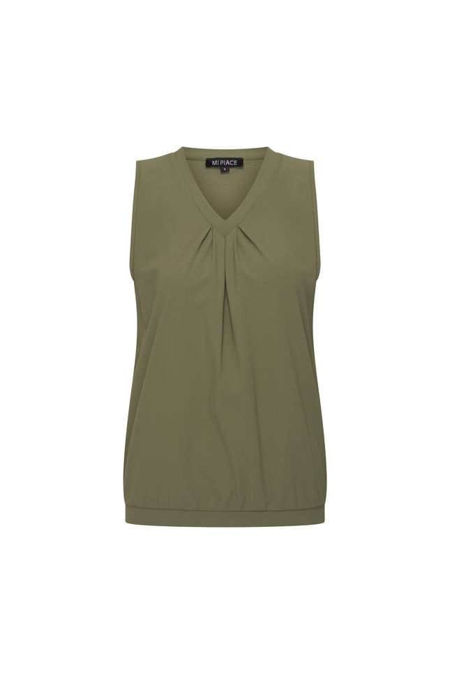 Mi Piace Travel Top Pleated Olive 202814 Stretchshop.nl