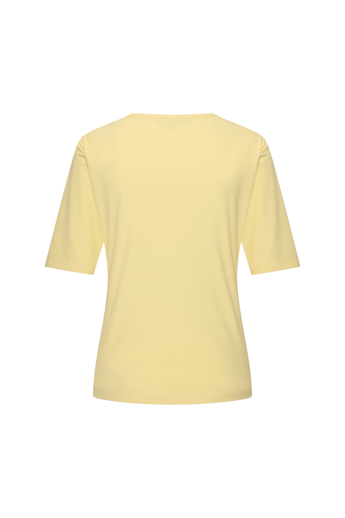 Mi Piace Travel Top Lace in heldere citroengele, achterkant met fijne kanten details, stijlvolle zomer top.