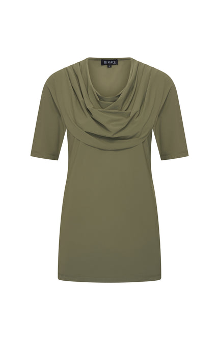 Mi Piace Travel Top Drape Neck Olive 202829 Stretchshop.nl