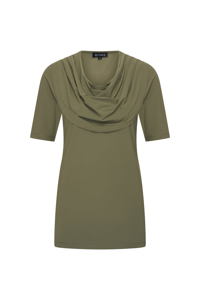 Mi Piace Travel Top Drape Neck Olive 202829 Stretchshop.nl