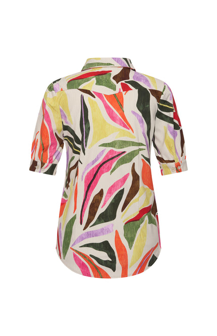 Mi Piace Travel Blouse Puff Summer Leaf Dance Print Kit 202270 Stretchshop.nl