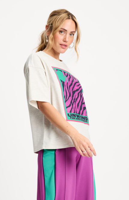 POM Amsterdam T-shirt Animal Grey SP9445 Stretchshop.nl