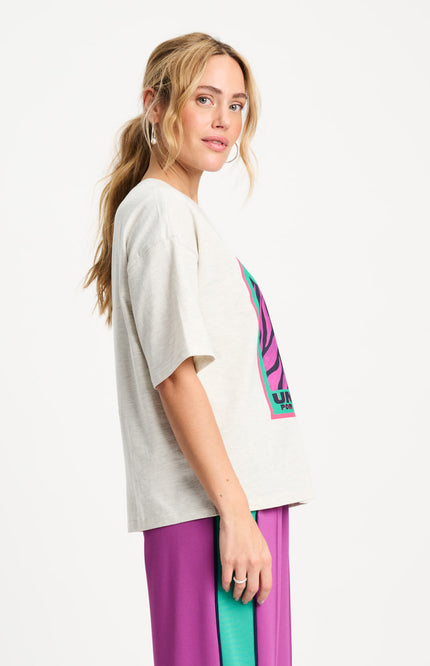 POM Amsterdam T-shirt Animal Grey SP9445 Stretchshop.nl
