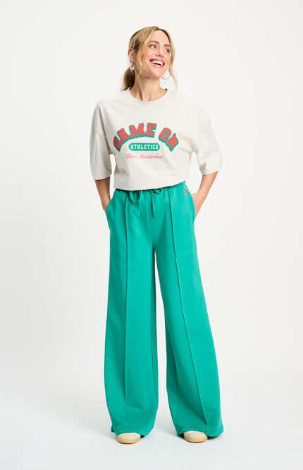 POM Amsterdam Broek Stripe Wander Green SP9476 Stretchshop.nl