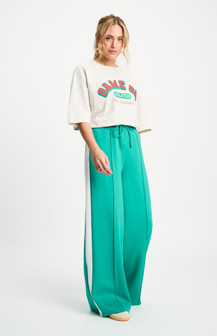 POM Amsterdam Broek Stripe Wander Green SP9476 Stretchshop.nl
