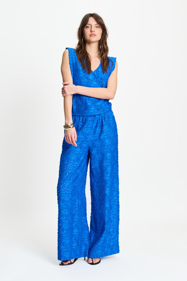 POM Amsterdam Broek Ocean Blue Jacquard SP9566 Stretchshop.nl