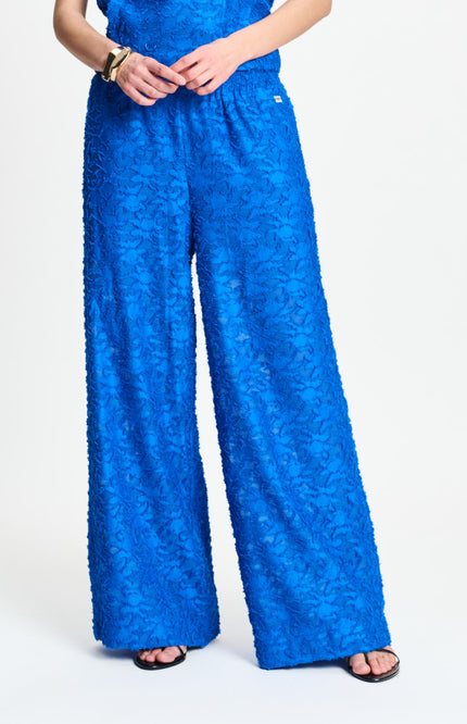 POM Amsterdam Broek Ocean Blue Jacquard SP9566 Stretchshop.nl