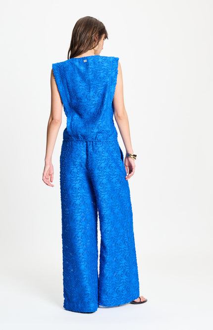 POM Amsterdam Broek Ocean Blue Jacquard SP9566 Stretchshop.nl