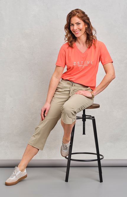 Zoso Travel Broek Capri Sylvia Sage 262 Stretchshop.nl