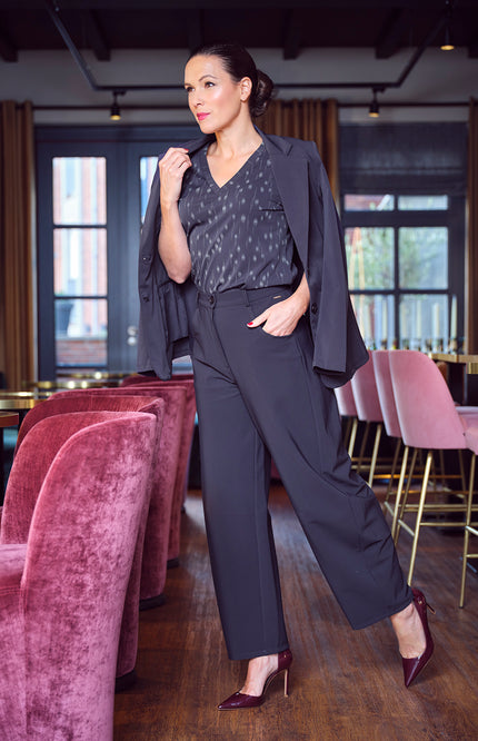 Travel Top Dot Foil Print Navy 202271