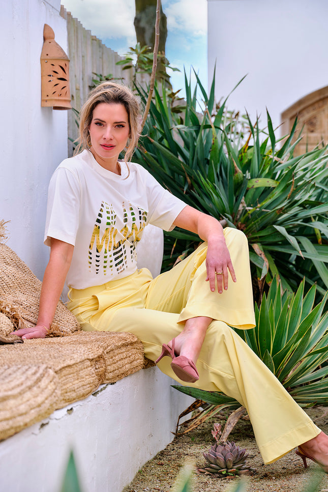 Mi Piace Travel T-shirt Milano Sweat Pea Offwhite 2028363 Stretchshop.nl