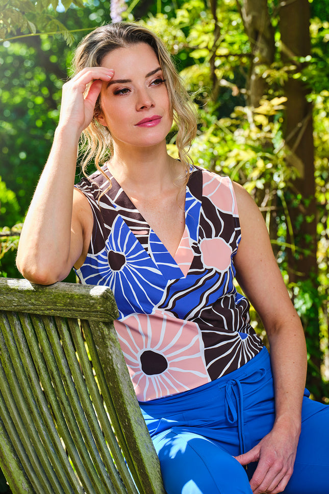 Mi Piace Travel Top Desert Anemone Print Nautic Blue 202425 Stretchshop.nl