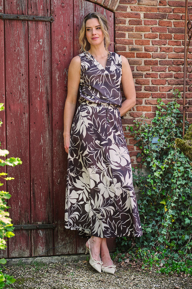 Travel Rok Tropical Hibiscus Print Espresso 202849