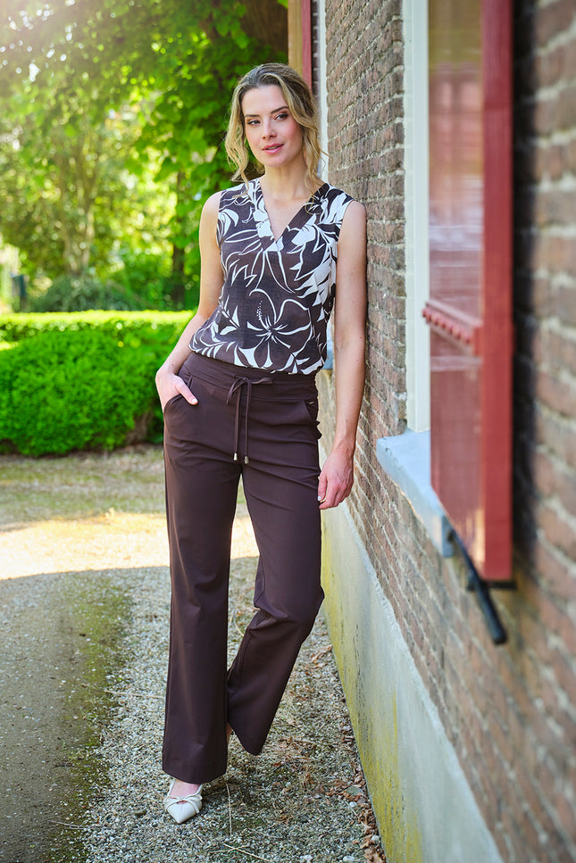 Mi Piace Travel Broek Flared Espresso 202089 Stretchshop.nl