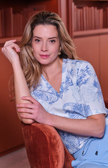 Mi Piace Travel Top Paisley Print Lavender Blue 202271 Stretchshop.nl