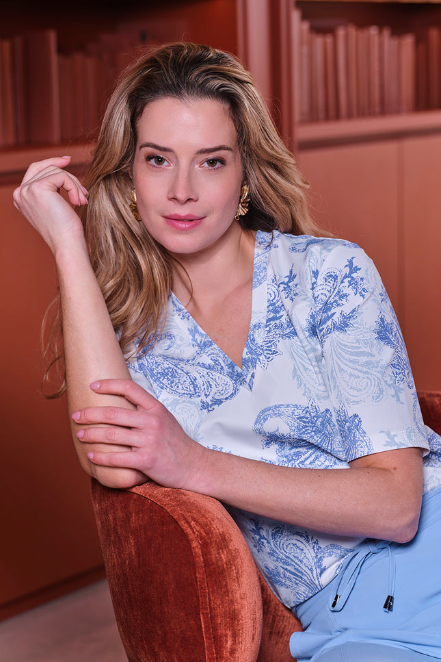Mi Piace Travel Top Paisley Print Lavender Blue 202271 Stretchshop.nl