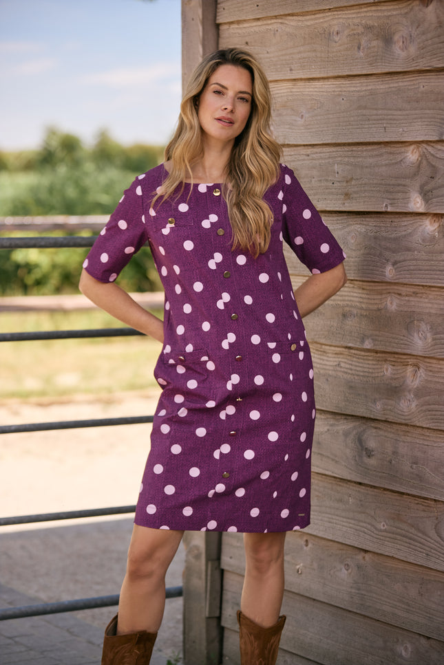 Travel Jurk Dot Structure Print Magenta Purple 202869