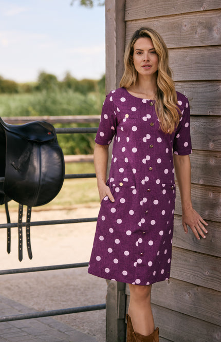 Travel Jurk Dot Structure Print Magenta Purple 202869
