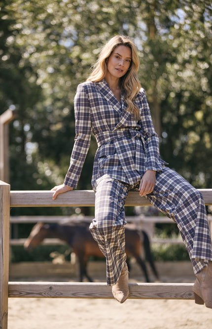 Heavy Travel Broek Autumn Check Print Winter Pear 202433A