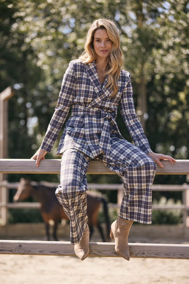 Heavy Travel Broek Autumn Check Print Winter Pear 202433A