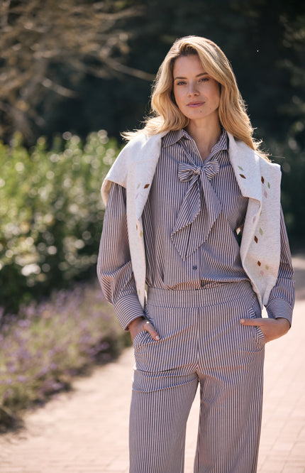 Travel Broek Small Stripe Print Winter Grey 202884