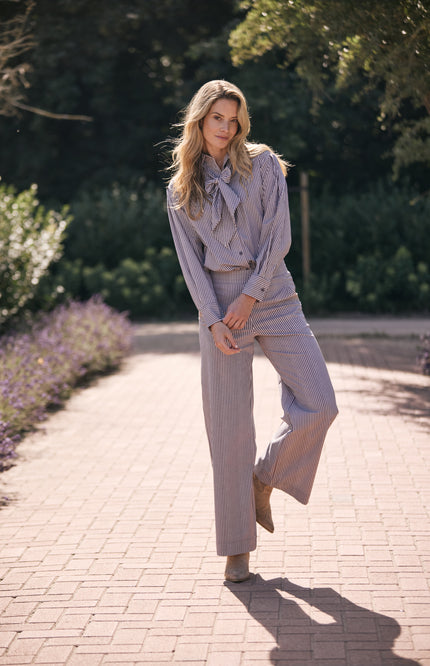 Travel Broek Small Stripe Print Winter Grey 202884