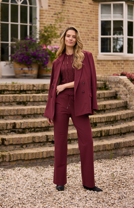 Bonded Travel Broek Flared Burgundy 202631