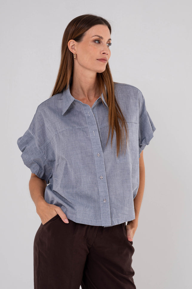 Maicazz Blouse Sindy Jeans Blue Stretchshop.nl