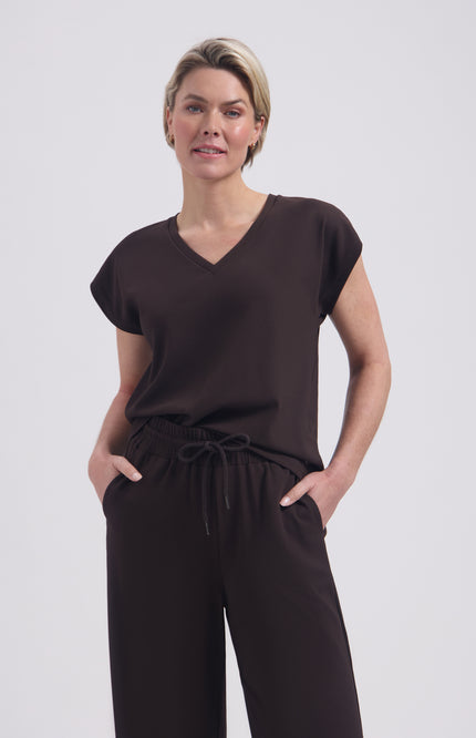 Lady Day Travel Top Cady Dark brown L24-575-3240 Stretchshop.nl