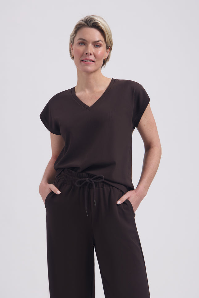 Lady Day Travel Top Cady Dark brown L24-575-3240 Stretchshop.nl