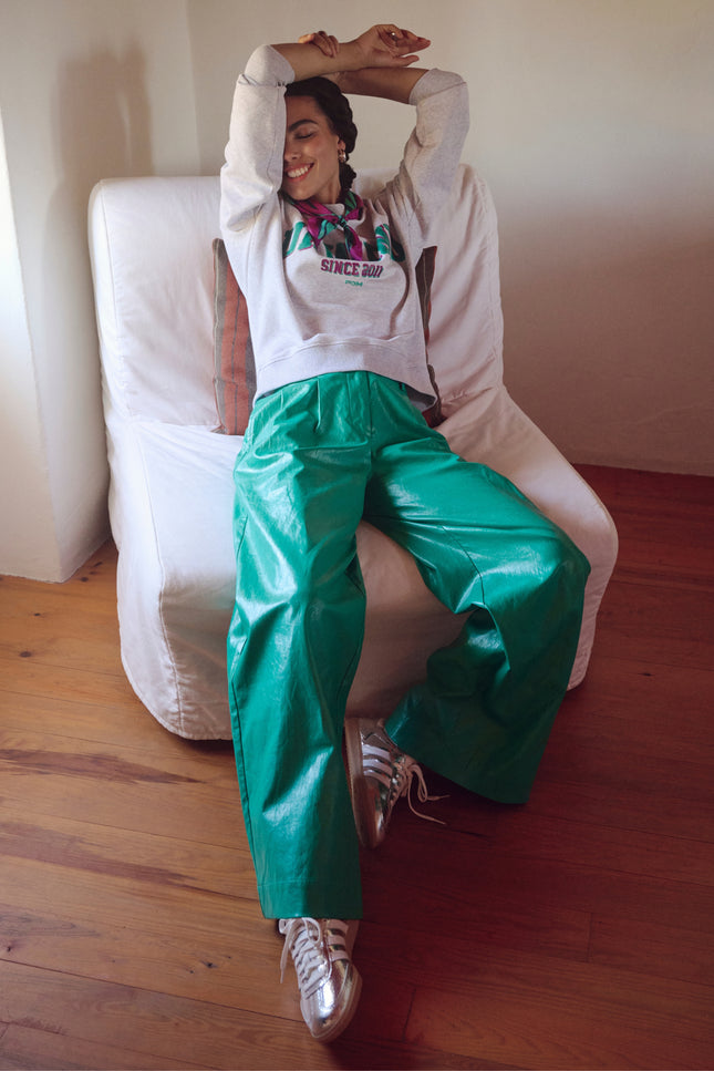 Broek Fake Leather Wander Green SP9456